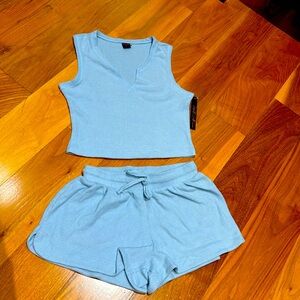 Suzette Collection Waffle Knit Set XS light blue